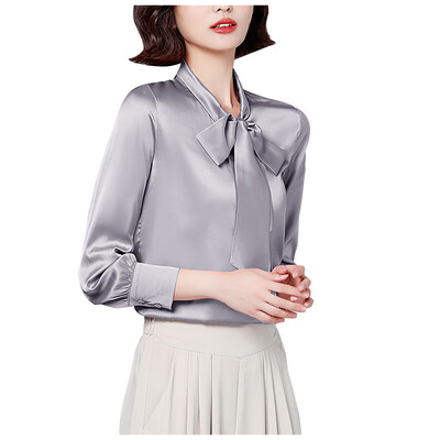 Naiste kikilipsusärgid korea stiilis plekk pikkade varrukatega tuunikatopsid ja pluusid elegantsed tööriided soliidsed kontorisärgid pluusid