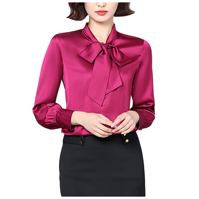 Naiste kikilipsusärgid korea stiilis plekk pikkade varrukatega tuunikatopsid ja pluusid elegantsed tööriided soliidsed kontorisärgid pluusid