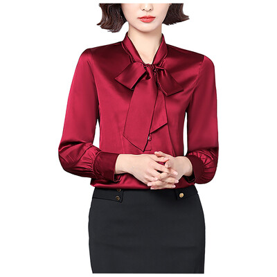 Naiste kikilipsusärgid korea stiilis plekk pikkade varrukatega tuunikatopsid ja pluusid elegantsed tööriided soliidsed kontorisärgid pluusid