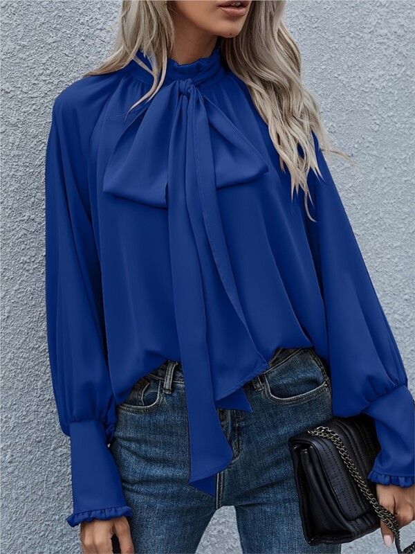 Pavasara rudens Sieviešu jauna mode ar augstu apkakli tauriņu ar garām piedurknēm gadījuma rakstura brīvs daudzpusīgs tops ar apaļu kaklu