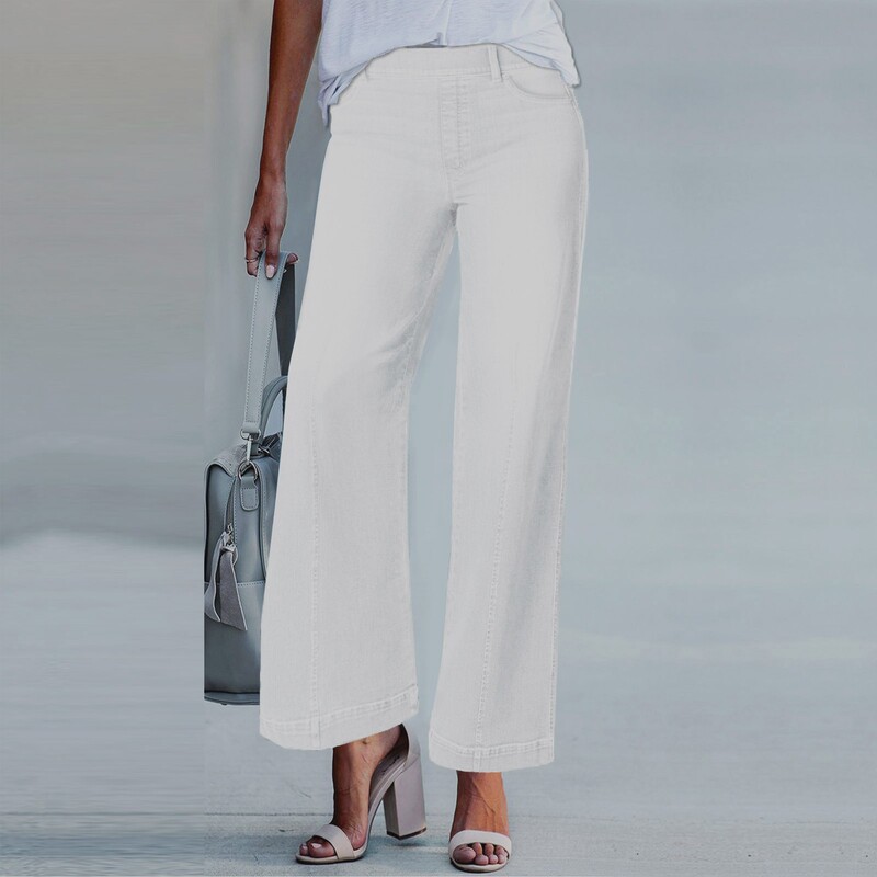 Retro džinsi sievietēm 2024. gada vasarā, jaunas mazgātas džinsu bikses sievietēm, platas bikses, ikdienas sieviešu džinsa zilas baltas bikses