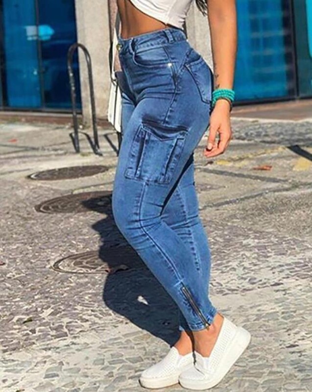Sieviešu elegantas džinsa bikses 2024. gada pavasara vasarā jaunākā pogām kabatas dizaina ikdienas džinsi ar augstu vidukli, šauras ikdienas daudzpusīgas bikses
