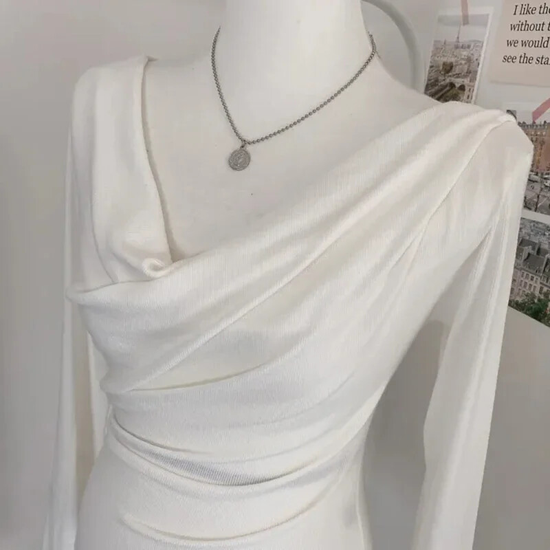 T-krekli, 2023. gada rudens elastīgie apgrieztie topi Sieviešu T krekls Kokvilnas Sieviešu apģērbi Plāns T-krekls ar garām piedurknēm Femme Camisetas De Mujer