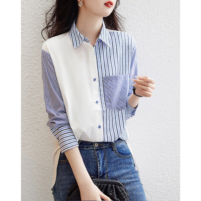 Чувство за дизайн Райе Мода Темперамент Възможност за пътуване Висока и права дамска риза с дълги ръкави Пролет Есен Ново 2024 г.