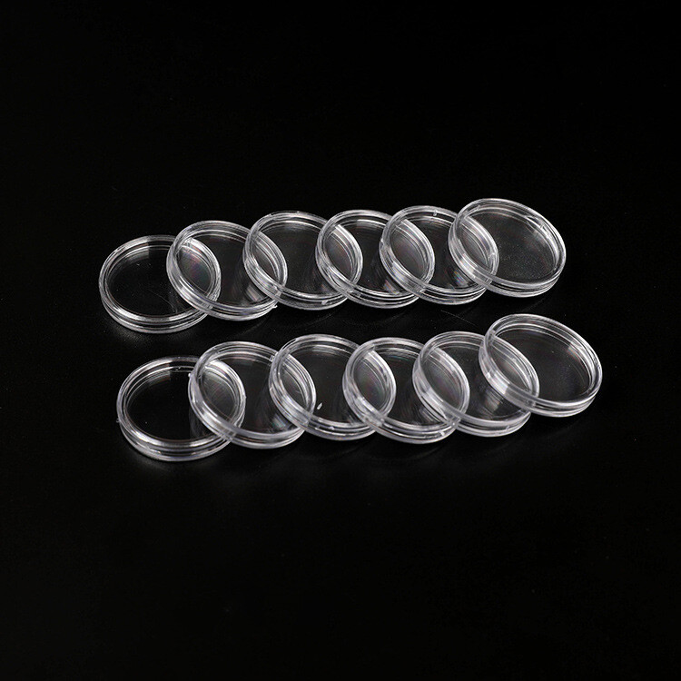 Vidinis skersmuo 41 proginė moneta skaidri plastikinė maža apvali dėžutė PS monetų dėžutė Sidabrinė dolerio dėžutė Monetų apsaugos dėžutės visos specifikacijos