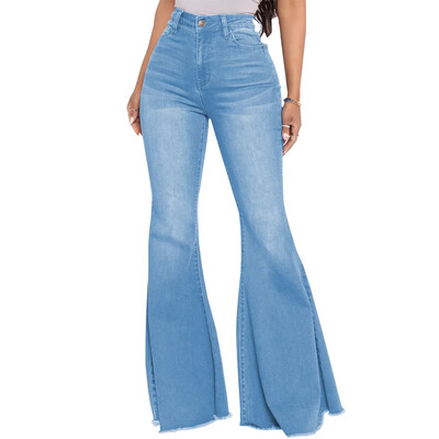 Amazoni kõrge vöökohaga salendavad teksad, 2024. aasta kevad, uue stiiliga naiste püksid, pika pikkusega ühevärvilised mikro laieneva disainiga