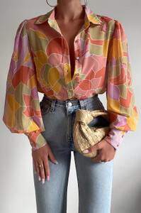 Ikdienas laternas piedurkņu apdrukas kreklu blūze sieviešu modes pavasara rudens krekli ar pogām sievietēm 2024. gada Boho pludmales stila krekli, topi