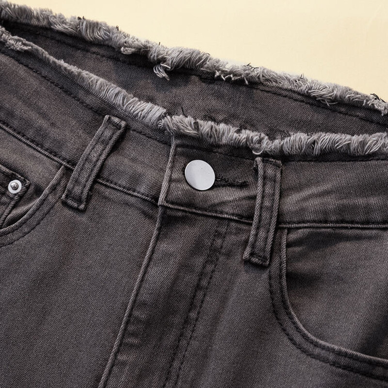 Kevad-suvi karmide servadega flare teksad Naiste kõrge vöökohaga vabaaja kitsad pahkluuni teksapüksid uued suured 4xl venivad vaqueros