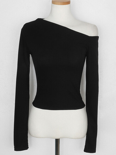 2024. gada T krekls Sieviešu garām piedurknēm no pleciem, Y2 k Vintage Topi Ielu apģērbi Korejiešu stila apgriezti topi rudens