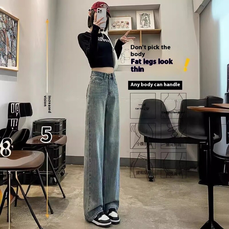 Vasaras sieviešu nacionālā vēja izšūšanas kokvilnas džinsi 2024. gada jauni gaiši, mazi, brīvi, taisni, šaura, platas kājas versija