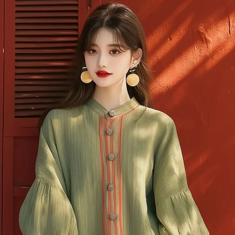 Patchwork Vintage ženske bluze Proljeće/ljeto Nova korejska rasprodaja odjeće Široke majice dugih rukava Jednobojne ležerne ženske košulje