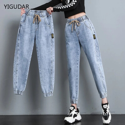 2024 Harem Pants Vintage, magas derekú női farmer, bokáig érő Mom Jeans farmer nadrág női ruhákhoz, magas derekú farmer
