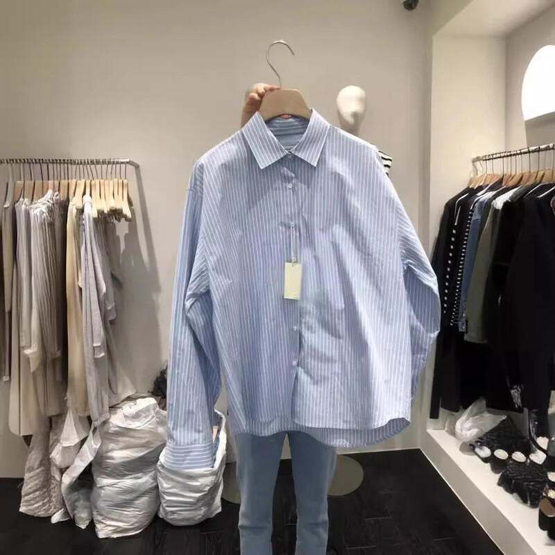 Sieviešu krekls ar pogām ar vienrindu, garām piedurknēm, blūzes ar garām piedurknēm.