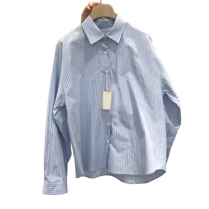 Sieviešu krekls ar pogām ar vienrindu, garām piedurknēm, blūzes ar garām piedurknēm.