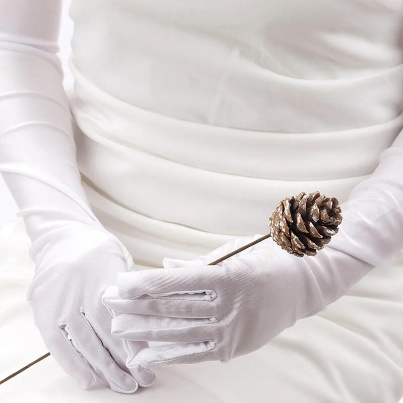 Klasisks sieviešu Pieaugušais Melns Balts Sarkans Pelēks Operas/Elkoņa stiepes satīna pirksts garie cimdi Sieviešu kostīmi, kas ir pieskaņoti