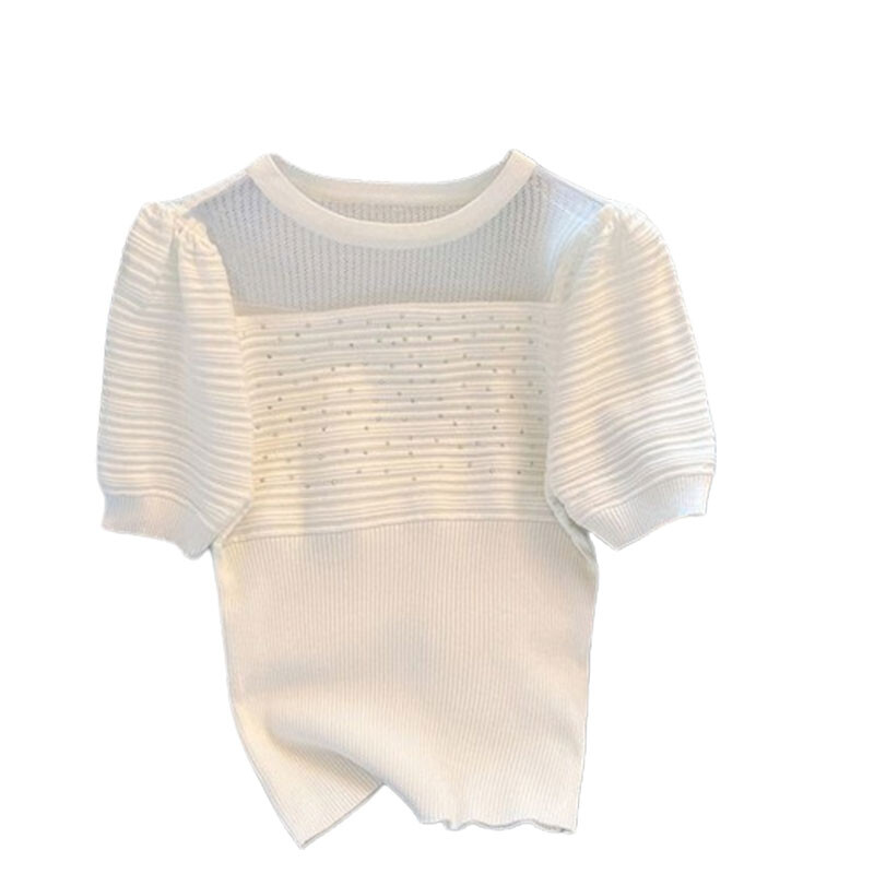 Eleganti modes Harajuku Slim Fit sieviešu apģērbi, brīvi ikdienas apģērbi, trikotāžas izstrādājumi ar dobu izgriezumu uz kakla ieliktņiem īsām piedurknēm