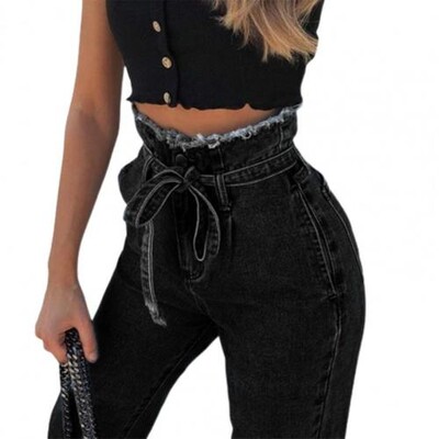 Ženski remen s resicama visokog struka Uske rastezljive traperice Traper tajice Pencil Hlače Modne uske tajice Ležerne uske hlače 2021.