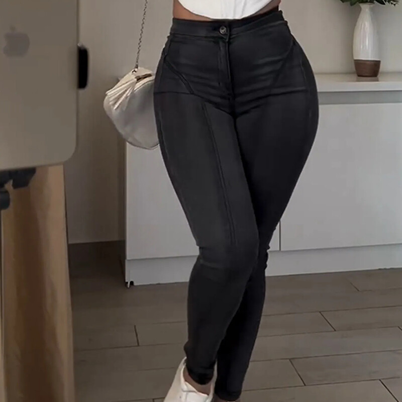 Seksīgas sieviešu šauri džinsi ar zīmuli šauri džinsi džinsi elastīgi vidus vidukļa džinsi elastīgi bikses Ielu apģērbi šauras modes bikses