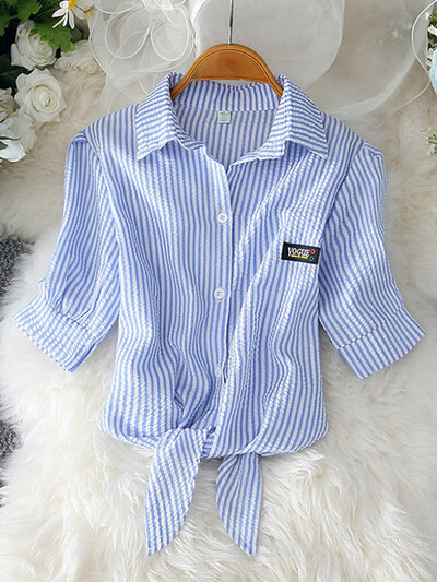 Jauni sieviešu topi Modes sieviešu vasaras šifona blūze ar īsām piedurknēm ikdienas krekls, balts Ropa Mujer Blusas Feminino