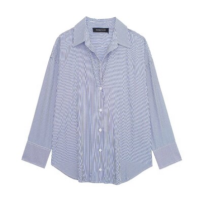 TRAF Sieviešu ikdienas svītraini krekli ar V kakla izgriezumu ar garām piedurknēm lielizmēra biroja sieviešu krekli 2024. gada pavasara vasaras blūzes Tops