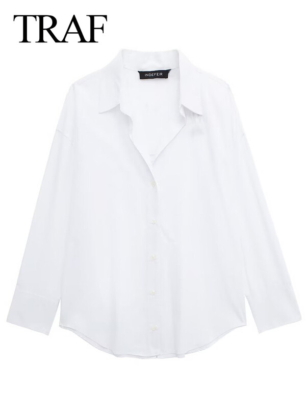 TRAF Sieviešu ikdienas svītraini krekli ar V kakla izgriezumu ar garām piedurknēm lielizmēra biroja sieviešu krekli 2024. gada pavasara vasaras blūzes Tops