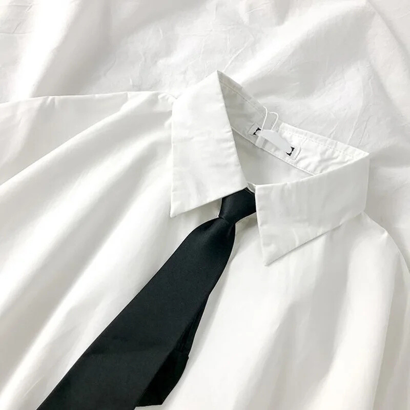 Balts krekls Sieviešu Blusas Blūze ar īsām piedurknēm ar kaklasaiti japāņu modes studentu vasaras ikdienas koledžas stila tops