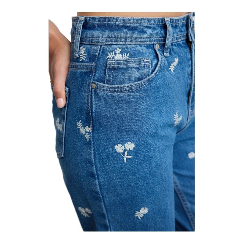 Trendyol TYZA sieviešu džinsi bez jostas vienkrāsains džinss Mamma bez kabatām ikdienišķas taisnas kājas džinsi ikdienas bikses džinsa