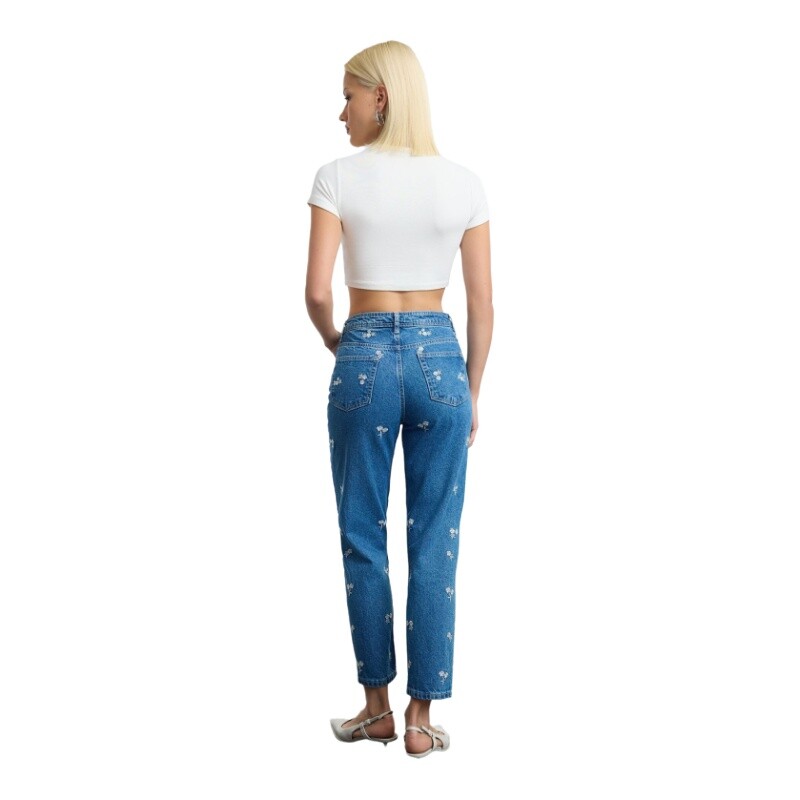 Trendyol TYZA sieviešu džinsi bez jostas vienkrāsains džinss Mamma bez kabatām ikdienišķas taisnas kājas džinsi ikdienas bikses džinsa