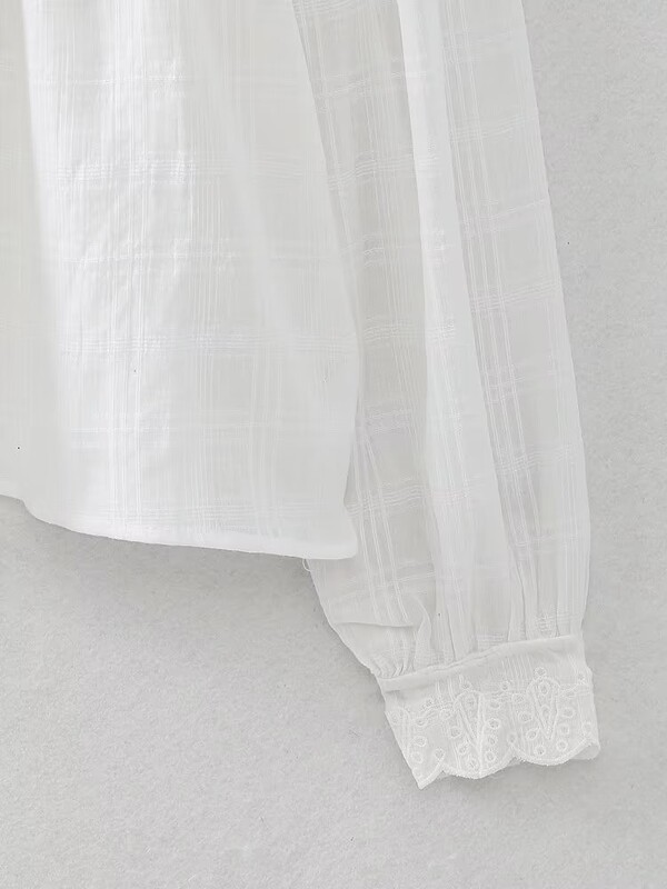 Willshela Ženska modna bijela izdubljena bluza s vezom Vintage O-izrez dugih rukava Ženske šik ženske košulje