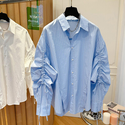 Ženske modne slatke bluze dugih rukava s otvorenim ovratnikom 2024. Novi dizajn Sense Niche košulje s uzicom