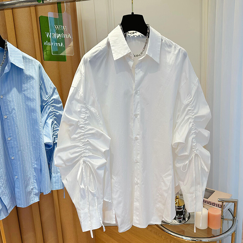 Ženske modne slatke bluze dugih rukava s otvorenim ovratnikom 2024. Novi dizajn Sense Niche košulje s uzicom