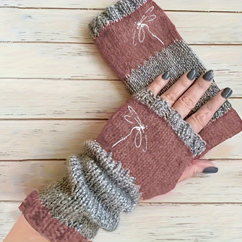 Tikitud värviplokiga mohäärist labakindad, elastsed, soojad kootud kindad väljas käimiseks – tikandid käsitöö