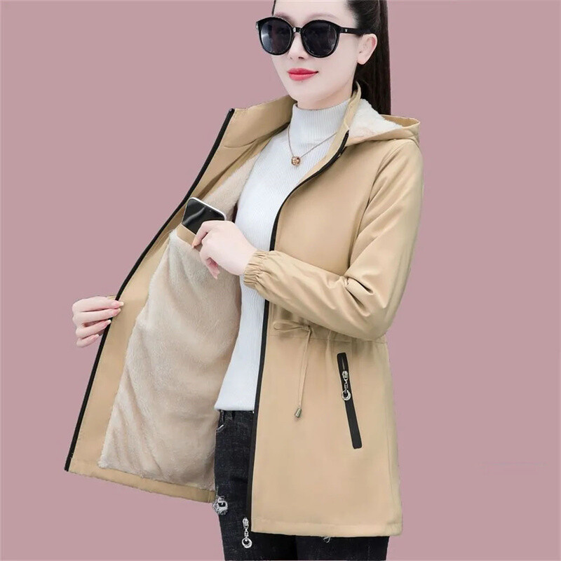 Naiste jakid Uued kvaliteetsed sügistalvised Korea avara kapuutsiga Korea vaba kapuutsiga naiste tuulejoped 5XL