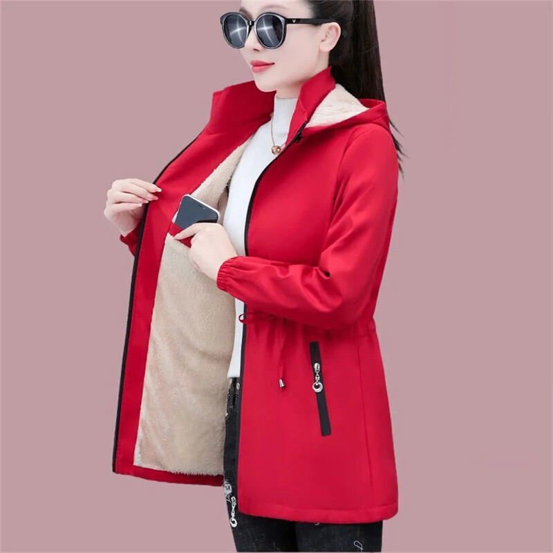 Naiste jakid Uued kvaliteetsed sügistalvised Korea avara kapuutsiga Korea vaba kapuutsiga naiste tuulejoped 5XL