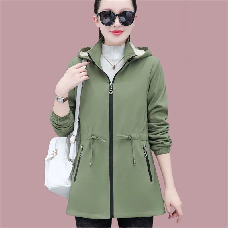 Naiste jakid Uued kvaliteetsed sügistalvised Korea avara kapuutsiga Korea vaba kapuutsiga naiste tuulejoped 5XL