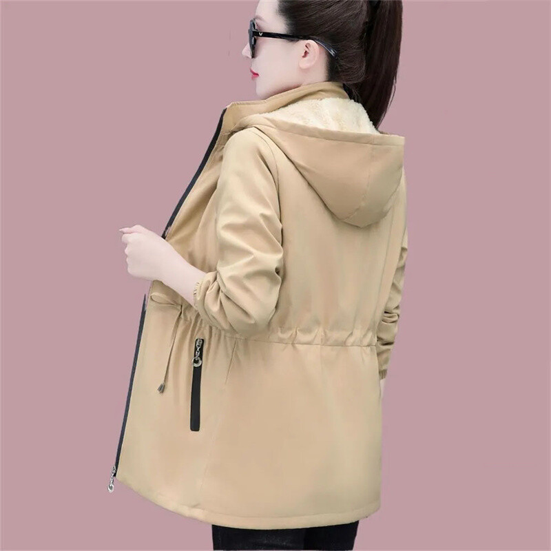 Naiste jakid Uued kvaliteetsed sügistalvised Korea avara kapuutsiga Korea vaba kapuutsiga naiste tuulejoped 5XL