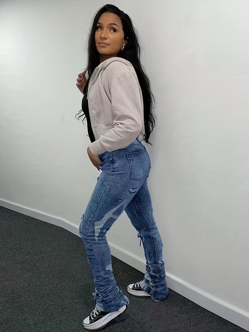 2024. aasta populaarsed naiste vürtsikas tüdruku stiilis sirge säärega teksapüksid