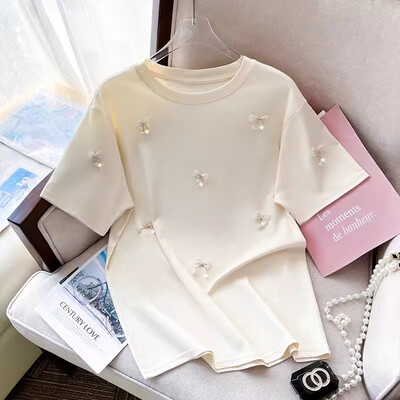 Magus roosa lühikeste varrukatega T-särk naiste suvistele šikk kaarnuki avaratele särkidele Naistele Armsad ühevärvilised topsid Naiste vabaajarõivad