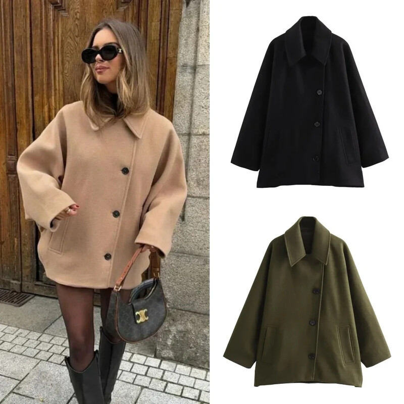 Modes mētelis sievietēm rudens un ziemas mētelis ar garām piedurknēm ar vienrindu kabatas jaka Sieviešu High Street Chic Trench mētelis
