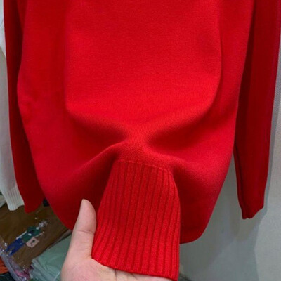 Jednobojni pulover s dolčevitom Ženska moda Nove rastezljive majice Pleteni puloveri s dugim rukavima Pletena jednostavna šik odjeća