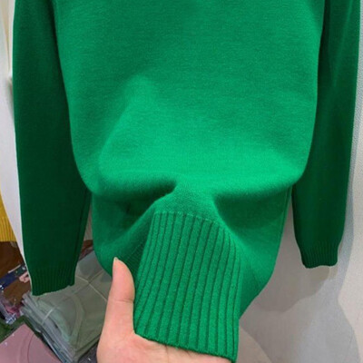 Jednobojni pulover s dolčevitom Ženska moda Nove rastezljive majice Pleteni puloveri s dugim rukavima Pletena jednostavna šik odjeća