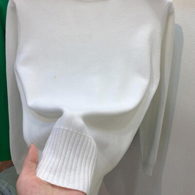 Jednobojni pulover s dolčevitom Ženska moda Nove rastezljive majice Pleteni puloveri s dugim rukavima Pletena jednostavna šik odjeća