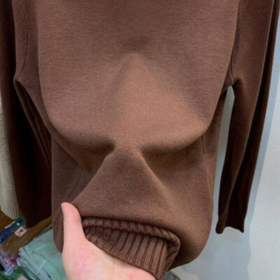 Jednobojni pulover s dolčevitom Ženska moda Nove rastezljive majice Pleteni puloveri s dugim rukavima Pletena jednostavna šik odjeća