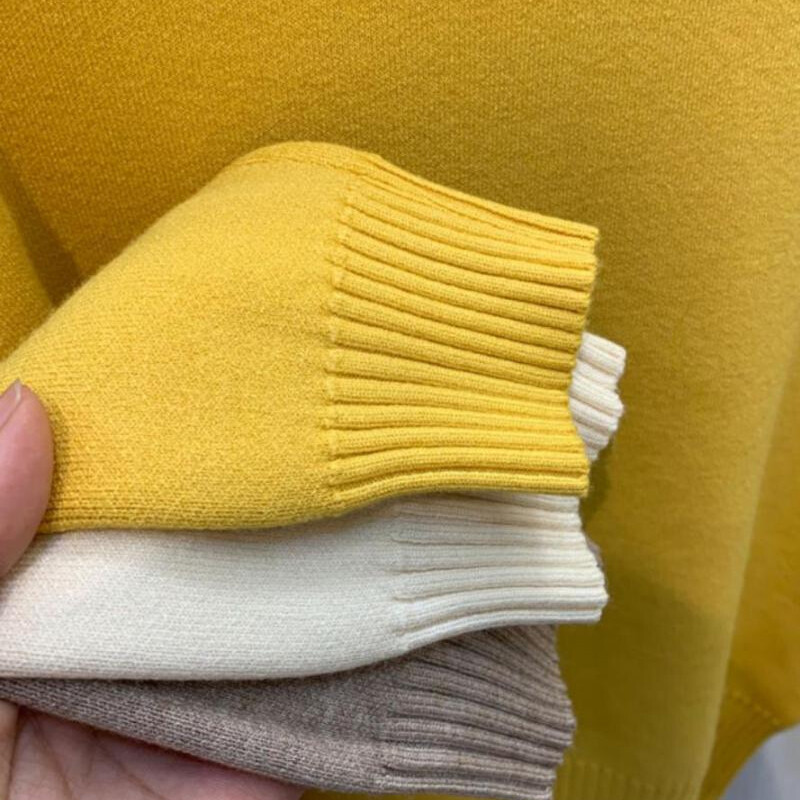 Jednobojni pulover s dolčevitom Ženska moda Nove rastezljive majice Pleteni puloveri s dugim rukavima Pletena jednostavna šik odjeća