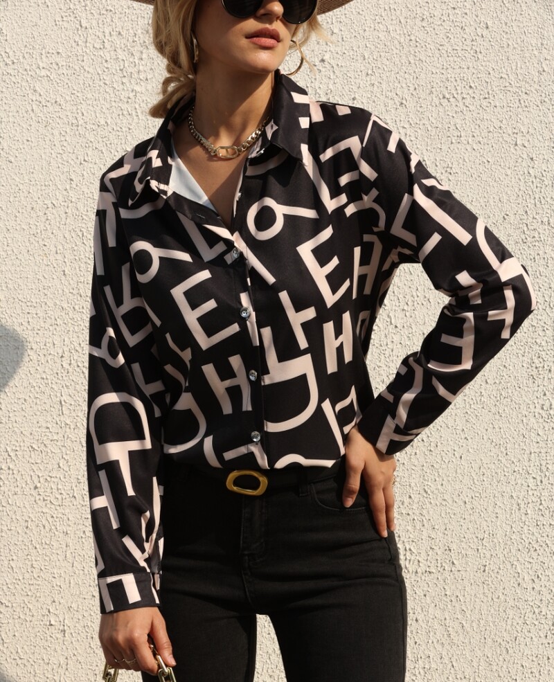 Eleganta sieviešu modes blūze 2023. gada pavasara/vasaras krekls ar digitālo apdruku, slaidi pieguļoši sieviešu topi birojam