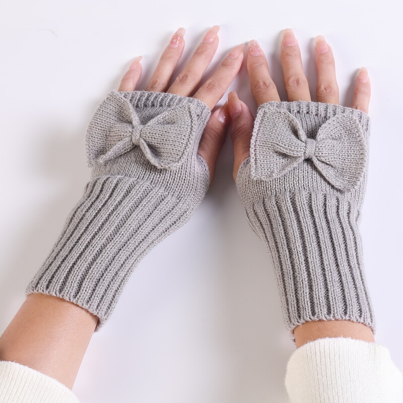 Ziemas jauks tauriņš puspirkstu cimdi sievietēm īsi elastīgi dūraiņi bez pirkstiem jauniešu studentu modes silti adīšanas cimdi sievietēm