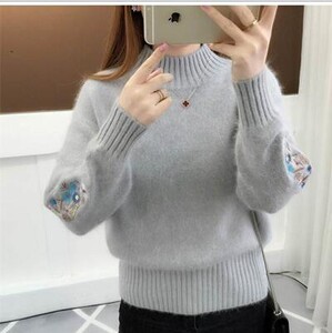 Sueter Mujer 2024 Korea uus kampsun, naiste trikotaaž, lilleline kaelus, pikkade varrukatega, kootud ülaosa paks soe pullover X540