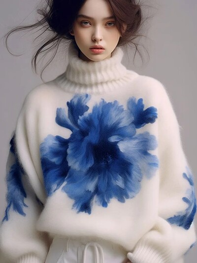 Elegantne tipptasemel valge polo kilpkonnakaelusega kampsun naiste 2024. aasta talv, uus silmkoeline ülaosa, pehme ja elastne pullover, trendikas