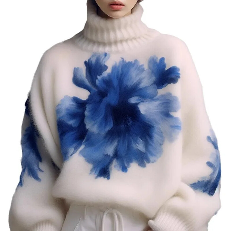 Elegantne tipptasemel valge polo kilpkonnakaelusega kampsun naiste 2024. aasta talv, uus silmkoeline ülaosa, pehme ja elastne pullover, trendikas