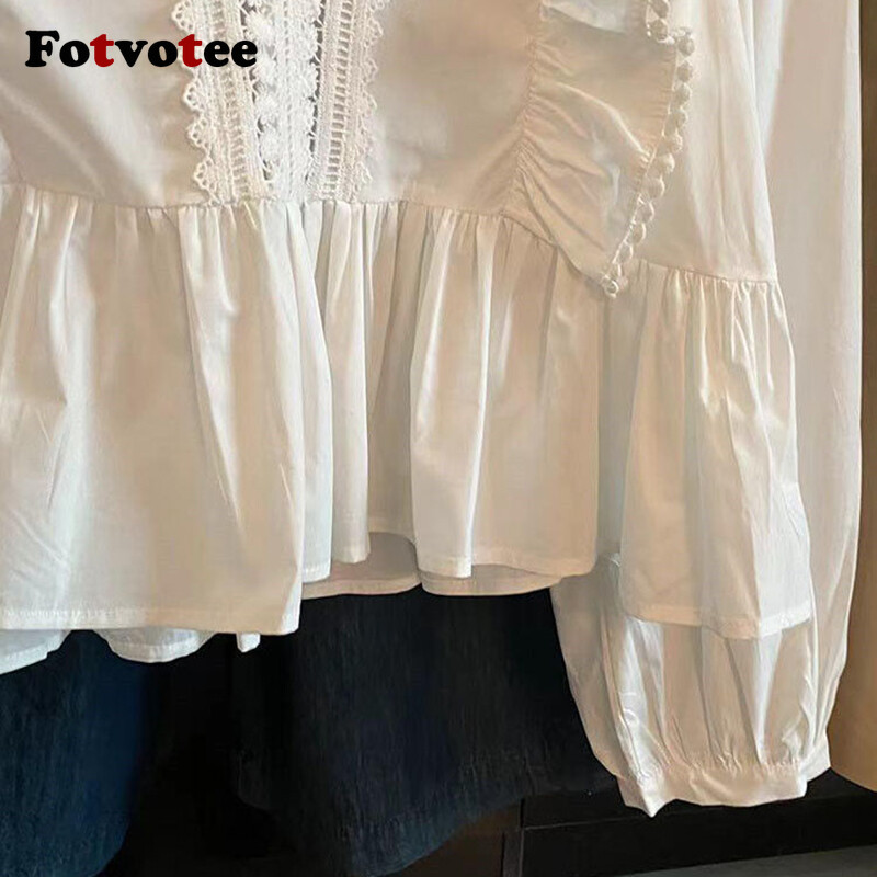 FOTVOTEE krekli sievietēm, 2024. gada vasara, jauni volāni, neregulāri, garām piedurknēm, ikdienas topi ar V veida kakla izgriezumu, masīva sieviešu modes blūze